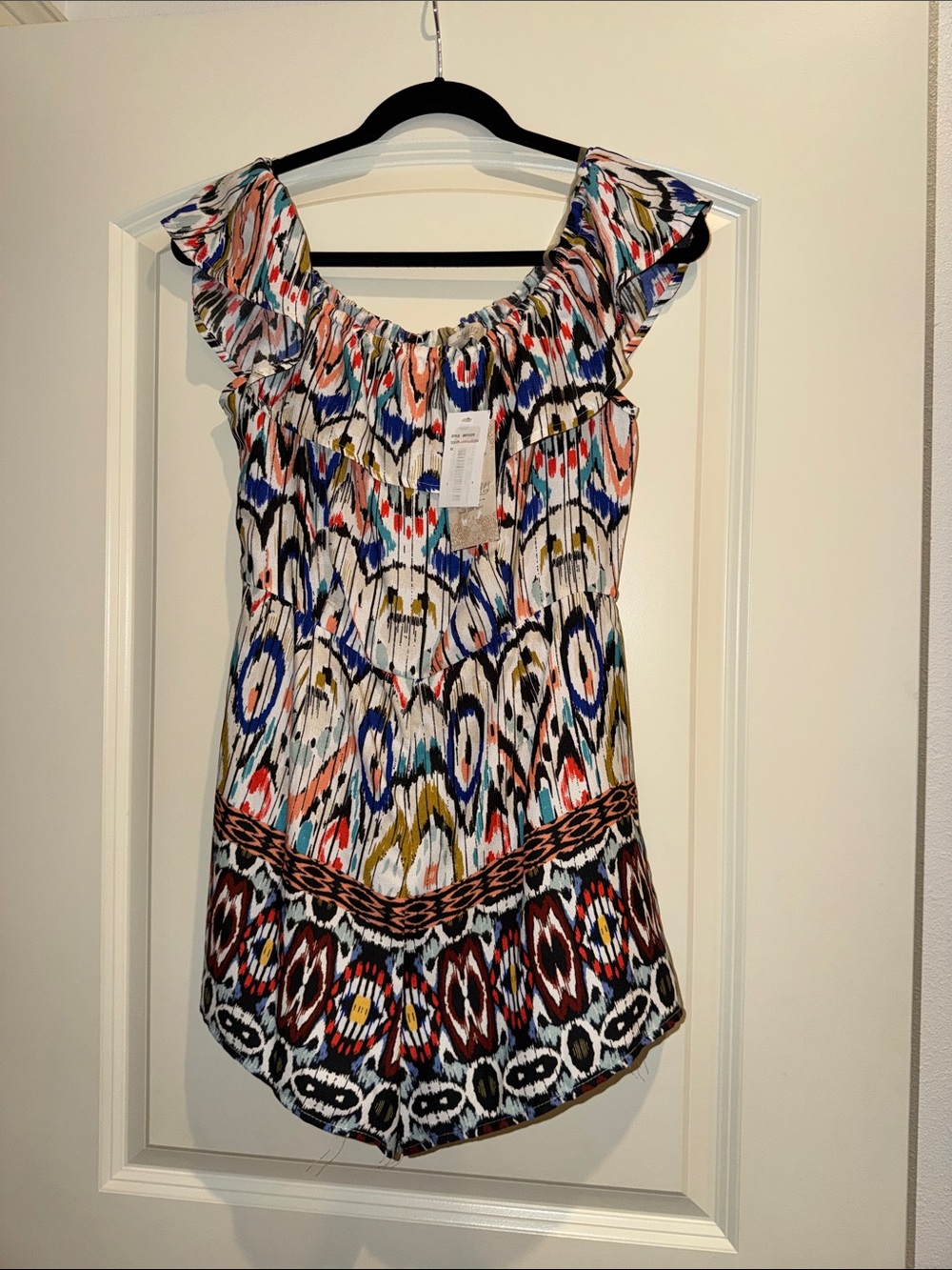 Soulmates Multicolor Printed Ruffle-Neck Tunic